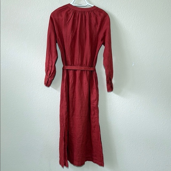 J Crew Linen Cabana Midi dress in Red sand CI918 - Picture 6 of 9